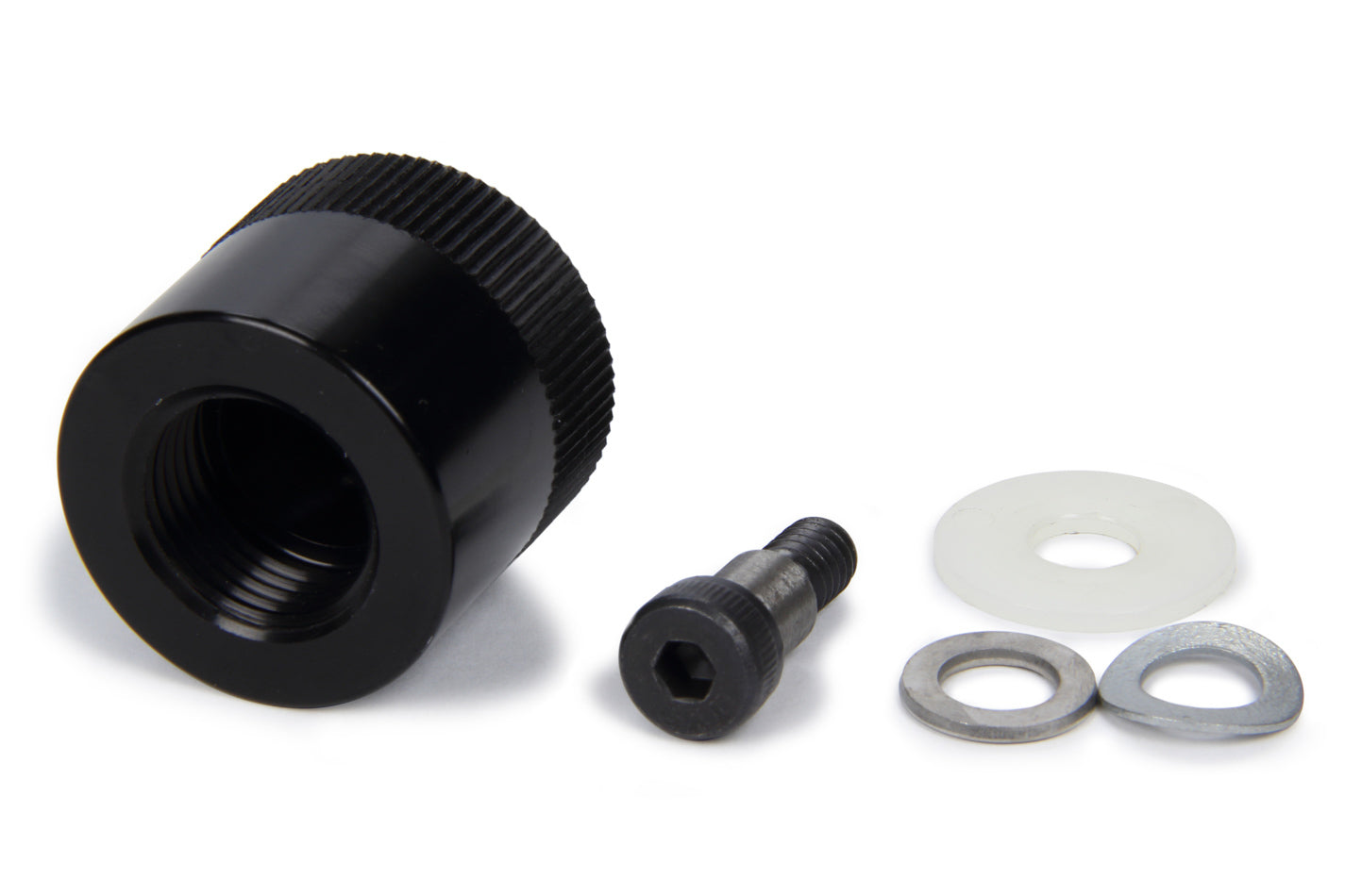 Caster / Camber Gauge Adapter - 5/16-18 Gauge Bolt to 3/4-16 in Thread - Aluminum - Black Powder Coat - Big Ford Spindle - Each