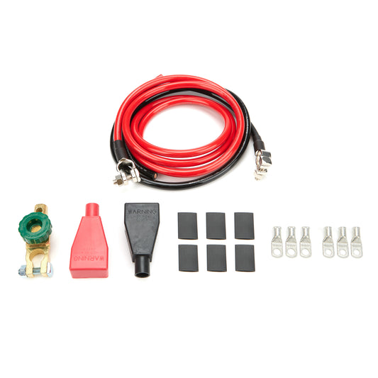 Battery Cable Kit - 4 Gauge - Top Mount Battery Terminals - Terminals / Heat Shrink / Battery Disconnect Switch / Terminal Covers Included - 6 ft Red / 3 ft Black - Kit