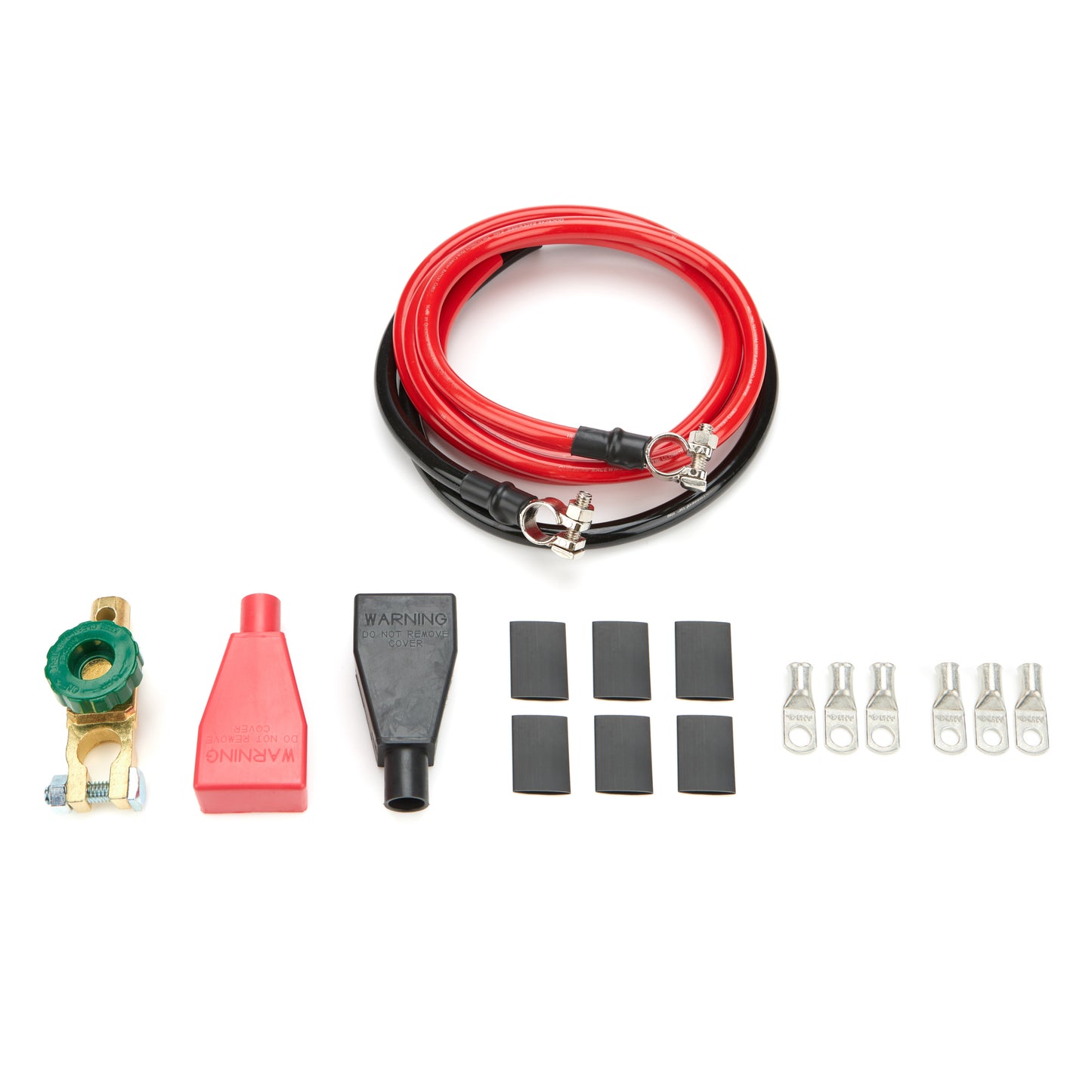 Battery Cable Kit - 2 Gauge - Top Mount Battery Terminals - Terminals / Heat Shrink / Battery Disconnect Switch / Terminal Covers Included - 6 ft Red / 3 ft Black - Kit