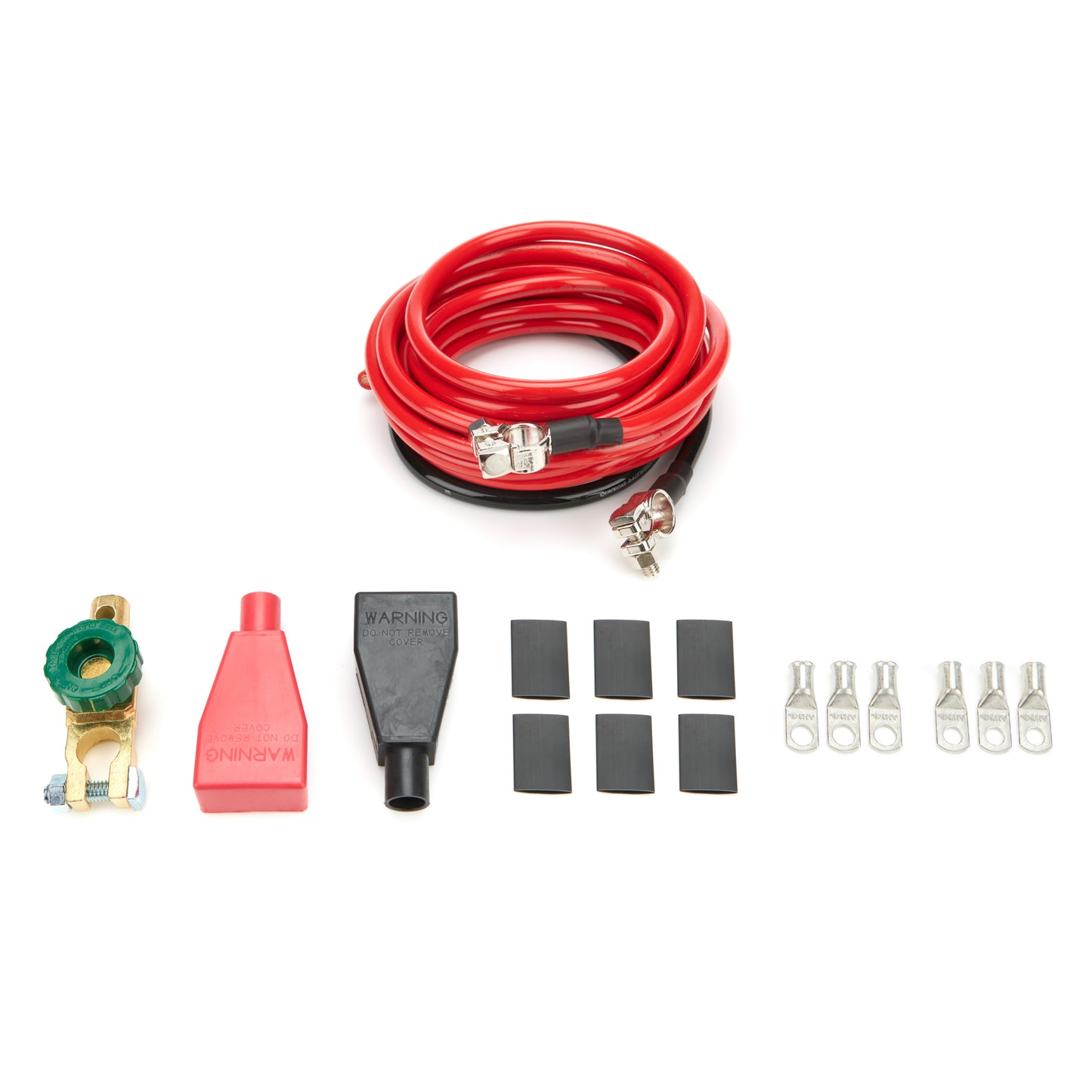 Battery Cable Kit - 4 Gauge - Top Mount Battery Terminals - Terminals / Heat Shrink / Battery Disconnect Switch / Terminal Covers Included - 15 ft Red / 2 ft Black - Kit