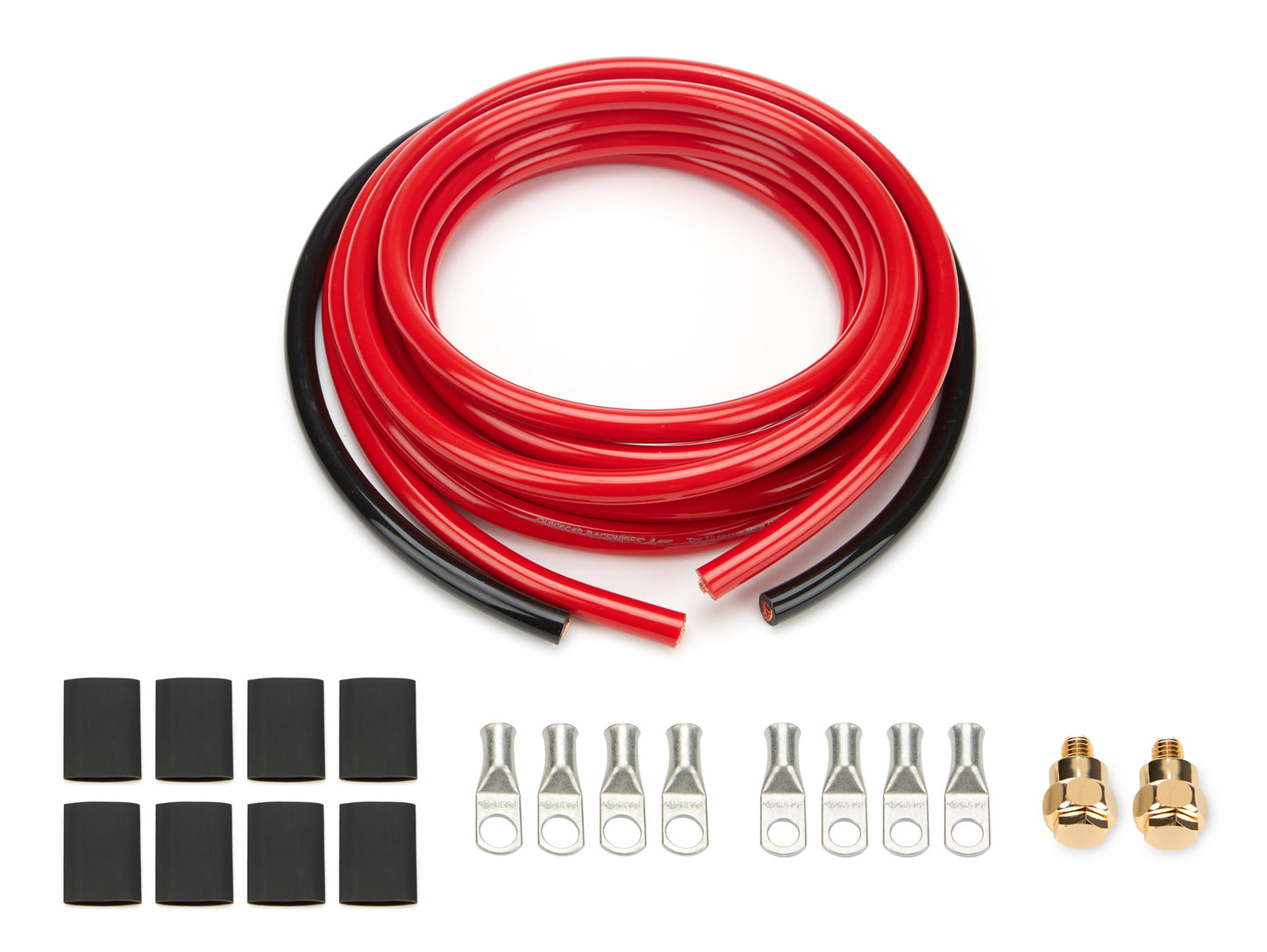 Battery Cable Kit - 4 Gauge - Side Mount Battery Terminals - Terminals / Heat Shrink Included - Copper - 15 ft Red / 2 ft Black - Kit