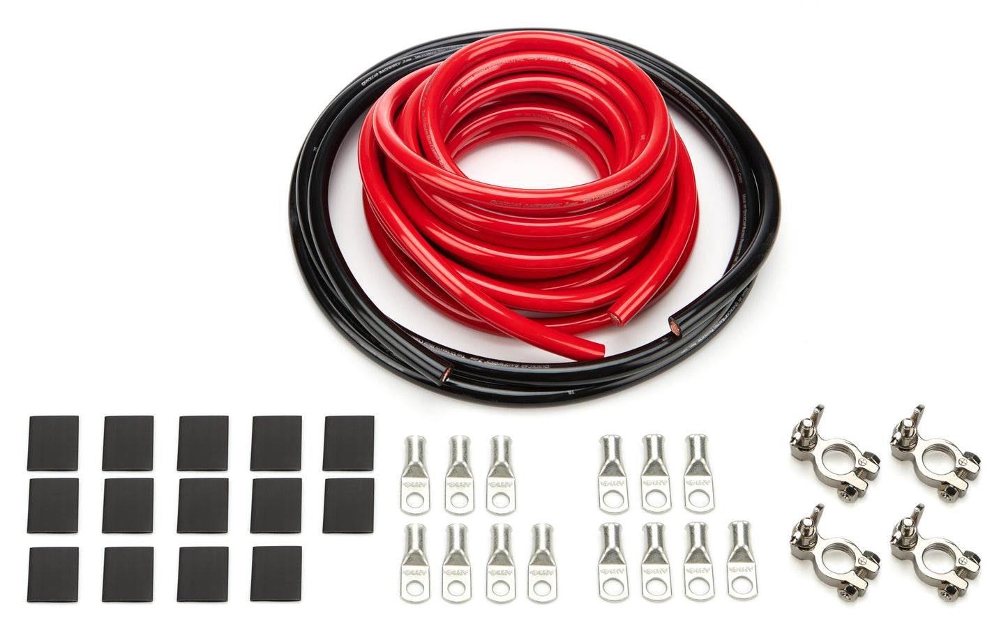 Battery Cable Kit - Drag Race - 2 Gauge - Top Mount Terminals - Dual Battery - Terminals / Heat Shrink Included - Copper - 25 ft Red / 8 ft Black - Kit