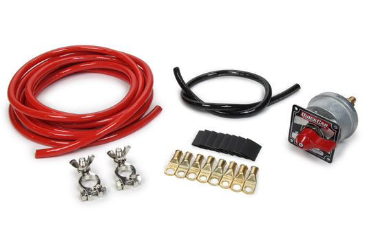 Battery Cable Kit - 4 Gauge - Top Mount Battery Terminals - Disconnect Switch / Terminals / Heat Shrink Included - 15 ft Red / 2 ft Black - Kit