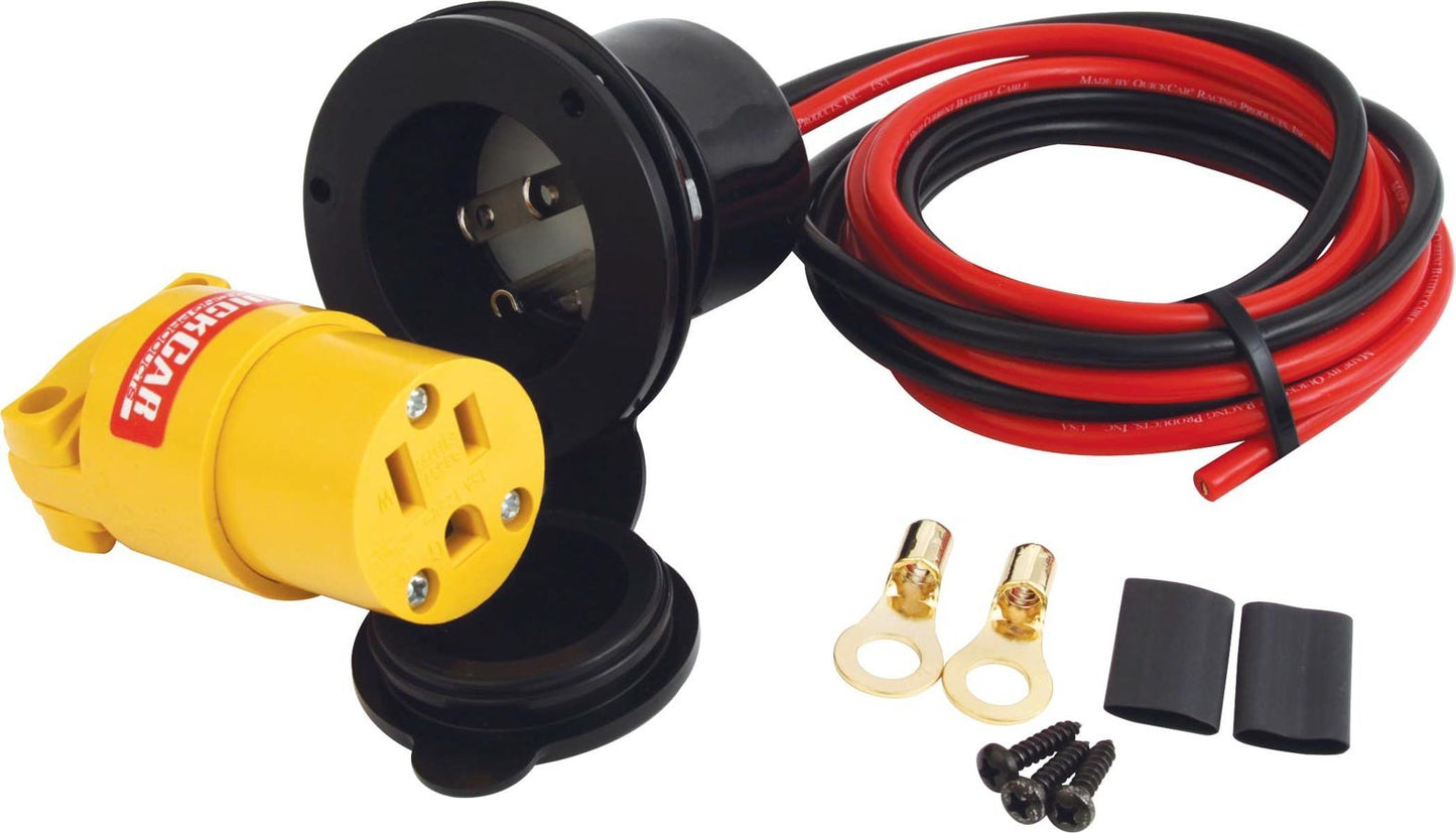 Accessory Plug-In - 110V - Flange Mount - 3-Prong Male Socket - Cover / Terminals / Wires Included - Kit