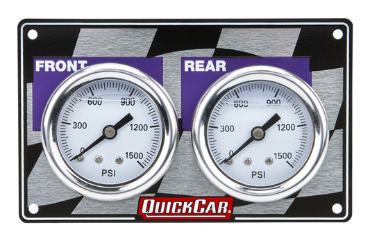 Brake Bias Gauge - Dual Gauge - 0-1000 psi - Mechanical - Analog - 1-1/2 in Diameter - White Face - Horizontal Panel - Aluminum - Kit