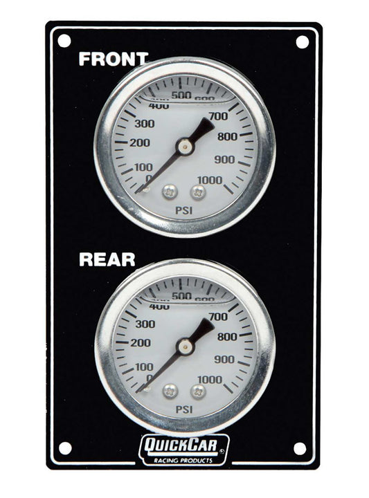 Brake Bias Gauge - Dual Gauge - 0-1000 psi - Mechanical - Analog - 1-1/2 in Diameter - White Face - Vertical Panel - Aluminum - Kit