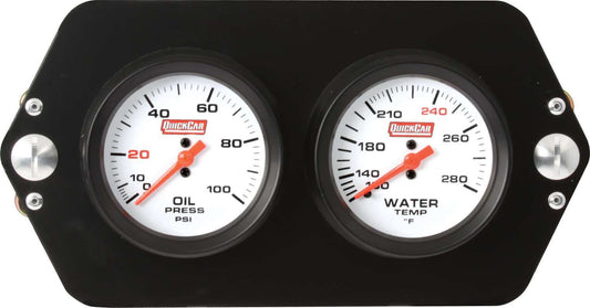 Gauge Panel Assembly - Sprint Panel - Oil Pressure / Water Temperature - 2-5/8 in Diameter - White Face - Aluminum Panel - Kit