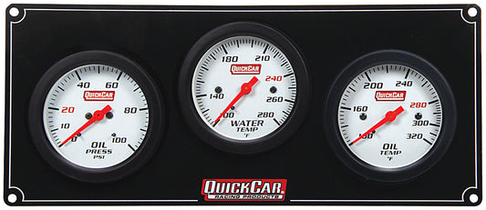 Gauge Panel Assembly - Extreme - Oil Pressure / Oil Temperature / Water Temperature - 2-5/8 in Diameter - White Face - Warning Light - Kit