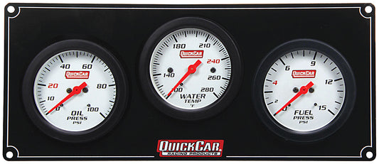 Gauge Panel Assembly - Extreme - Fuel Pressure / Oil Pressure / Water Temperature - 2-5/8 in Diameter - White Face - Warning Light - Kit