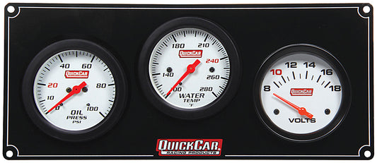 Gauge Panel Assembly - Extreme - Oil Pressure / Water Temperature / Volts - 2-5/8 in Diameter - White Face - Warning Light - Black - Kit