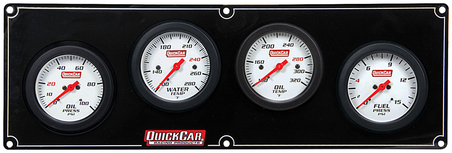 Gauge Panel Assembly - Extreme - Fuel Pressure / Oil Pressure / Oil Temperature / Water Temperature - 2-5/8 in Diameter - White Face - Warning Light - Kit