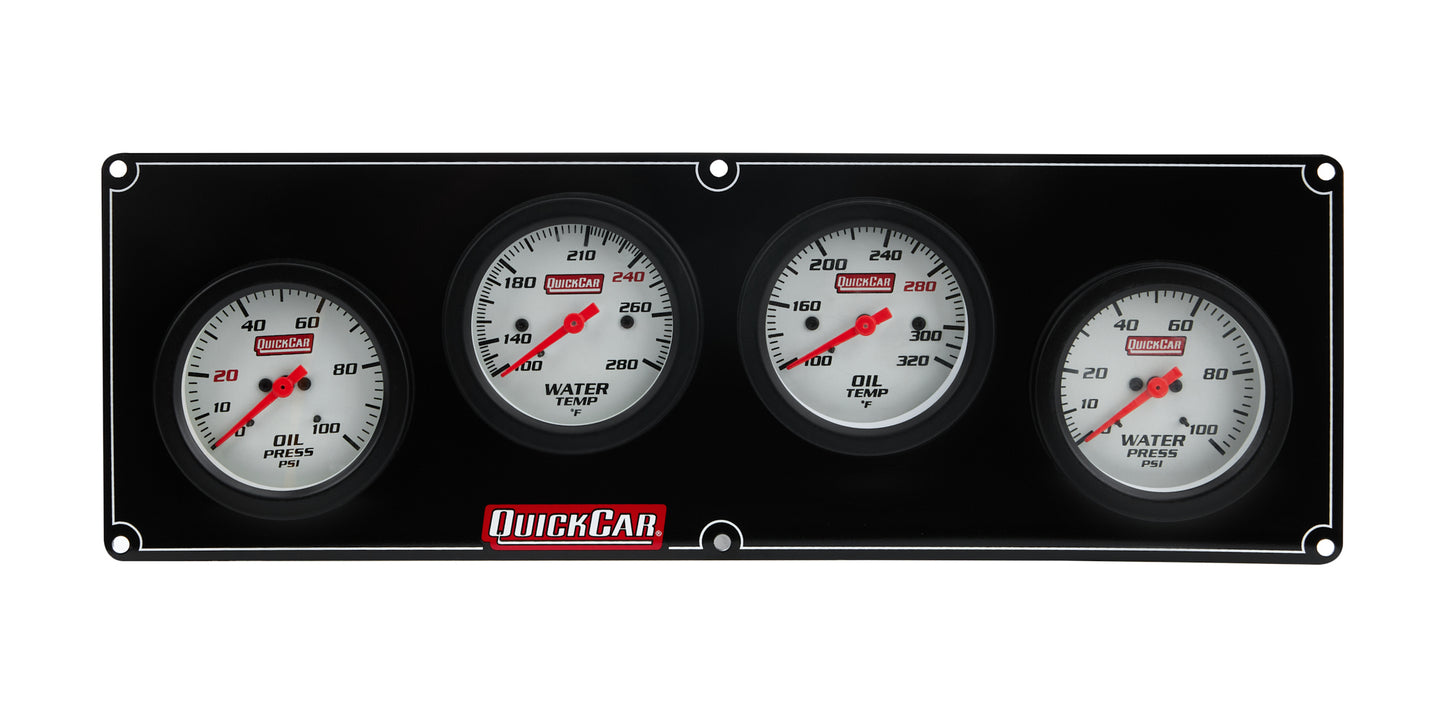 Gauge Panel Assembly - Extreme - Oil Pressure / Oil Temperature / Water Pressure / Water Temperature - 2-5/8 in Diameter - White Face - Warning Light - Kit