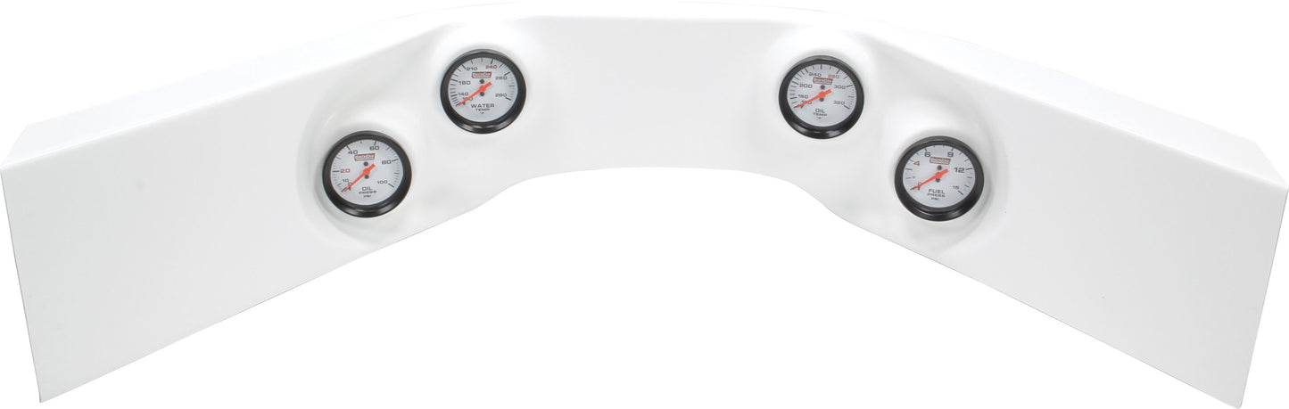 Gauge Panel Assembly - Extreme - Fuel Pressure / Oil Pressure / Oil Temperature / Water Temperature - 2-5/8 in Diameter - White Face - Warning Light - Fiberglass - White - Kit