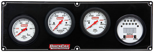 Gauge Panel Assembly - Extreme - Oil Pressure / Oil Temperature / Digital Tachometer / Water Temperature - 2-5/8 in Diameter - White Face - Warning Light - Kit