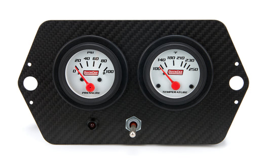 Gauge Panel Assembly - Oil Pressure / Water Temperature - 2-1/16 in Diameter - White Face - Toggle Switch Included - Kit