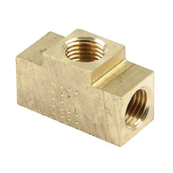 Fitting - Adapter Tee - 1/8 in NPT Female x 1/8 in NPT Female x 1/8 in NPT Female - Brass - Natural - Each