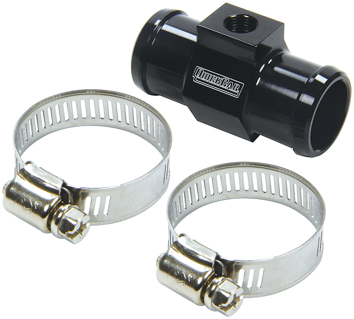 Fitting - Adapter - Straight - 1 in Hose Barb to 1 in Hose Barb - 1/8 in NPT Port - Aluminum - Black Anodized - Each