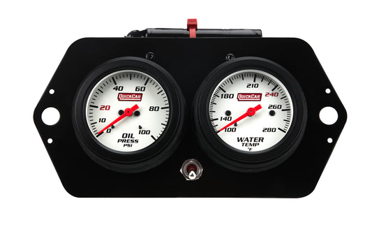 Gauge Panel Assembly - Extreme - Oil Pressure / Water Temperature - 2-5/8 in Diameter - White Face - Battery Powered - Aluminum - Black - Kit