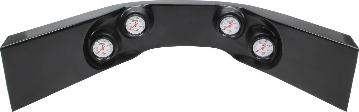 Gauge Panel Assembly - Extreme - Fuel Pressure / Oil Pressure / Oil Temperature / Water Temperature - 2-5/8 in Diameter - White Face - Warning Light - Fiberglass - Black - Kit