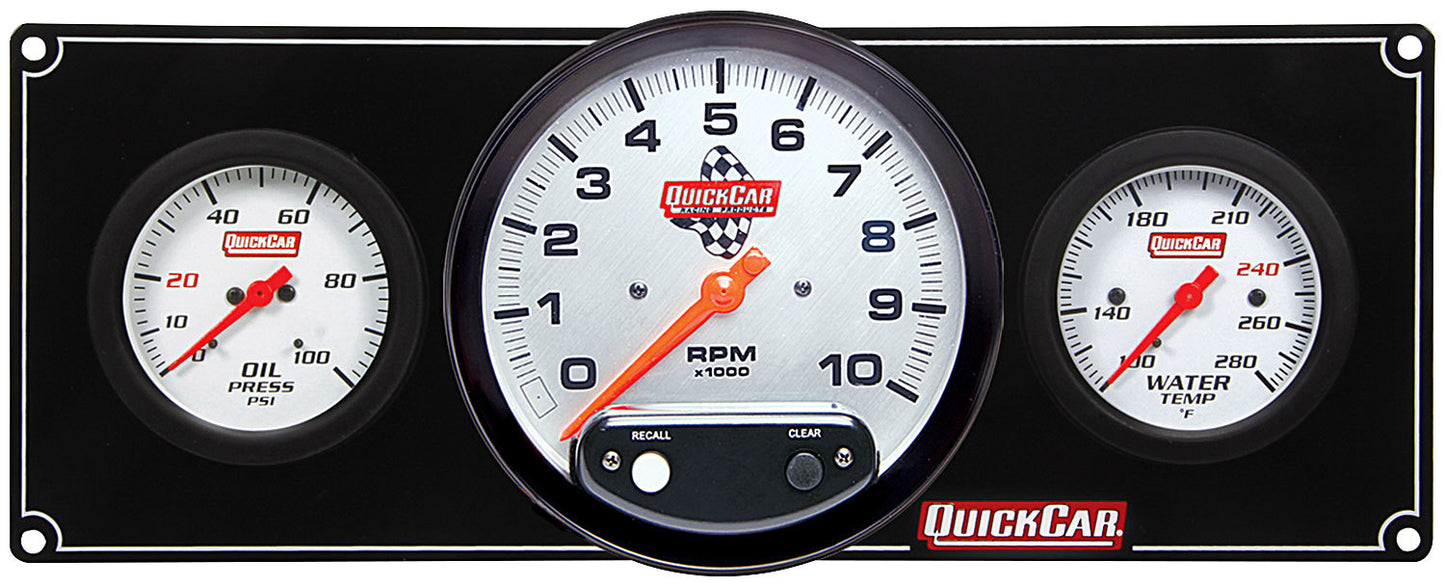 Gauge Panel Assembly - Extreme - Oil Pressure / Tachometer / Water Temperature - Tachometer Recall - 5 in / 2-5/8 in Diameter - White Face - Kit