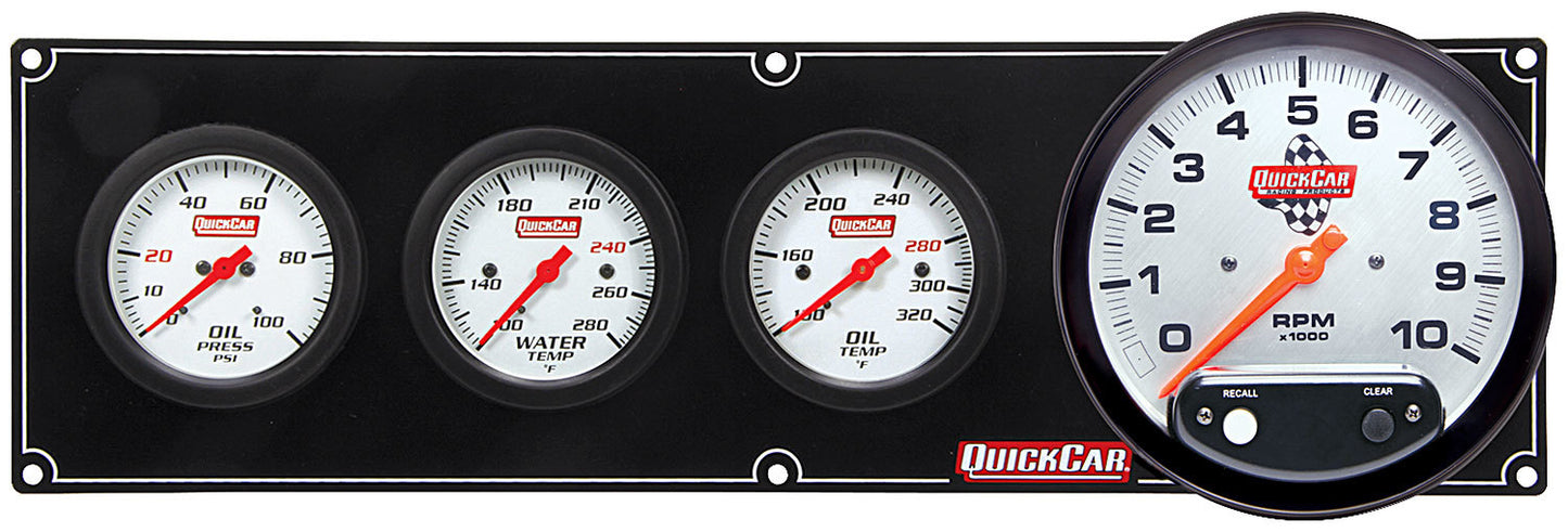 Gauge Panel Assembly - Extreme - Oil Pressure / Oil Temperature / Tachometer / Water Temperature Gauge - Tachometer Recall - 5 in / 2-5/8 in Diameter - White Face - Kit