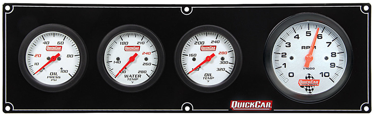 Gauge Panel Assembly - Extreme - Oil Pressure / Oil Temperature / Tachometer / Water Temperature Gauge - Tachometer Recall - 3-3/8 in / 2-5/8 in Diameter - White Face - Kit