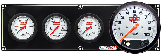 Gauge Panel Assembly - Extreme - Fuel Pressure / Oil Pressure / Tachometer / Water Temperature - Tachometer Recall - 5 in / 2-5/8 in Diameter - White Face - Kit