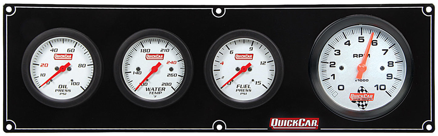 Gauge Panel Assembly - Extreme - Fuel Pressure / Oil Pressure / Tachometer / Water Temperature - Tachometer Recall - 3-3/8 in / 2-5/8 in Diameter - White Face - Kit