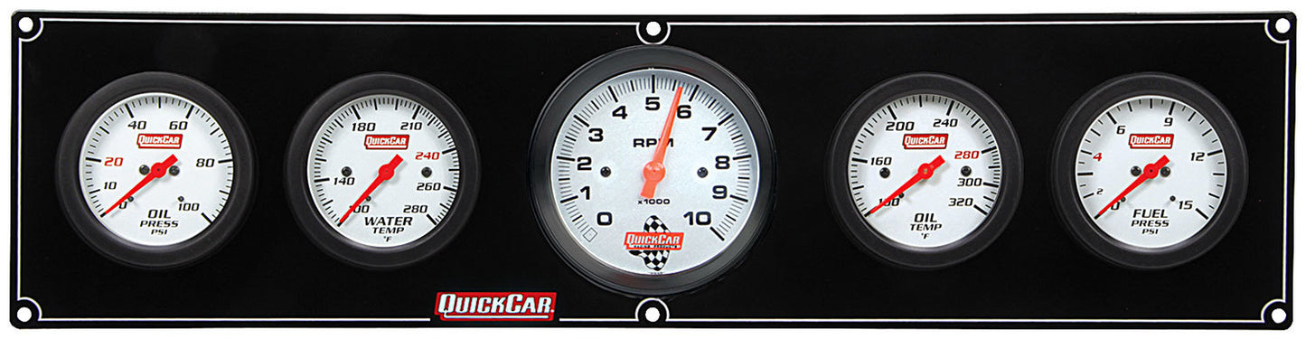 Gauge Panel Assembly - Extreme - Fuel Pressure / Oil Pressure / Oil Temperature / Tachometer / Water Temperature - Tachometer Recall - 3-3/8 / 2-5/8 in Diameter - White Face - Kit