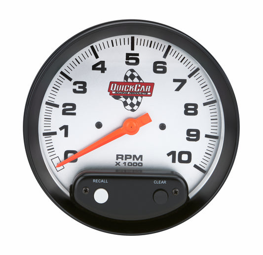 Tachometer - 10000 RPM - Analog - 5 in Diameter - Memory - Silver Face - Each