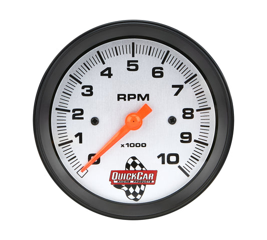 Tachometer - 10000 RPM - Analog - 3-3/8 in Diameter - Remote Recall Switch - Silver Face - Each