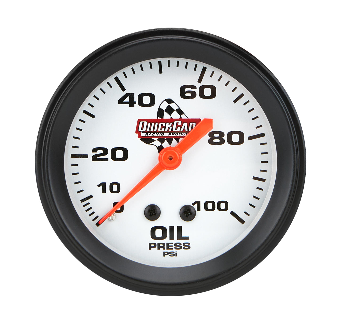 Oil Pressure Gauge - 0-100 psi - Mechanical - Analog - Full Sweep - 2-5/8 in Diameter - Silver Face - Each