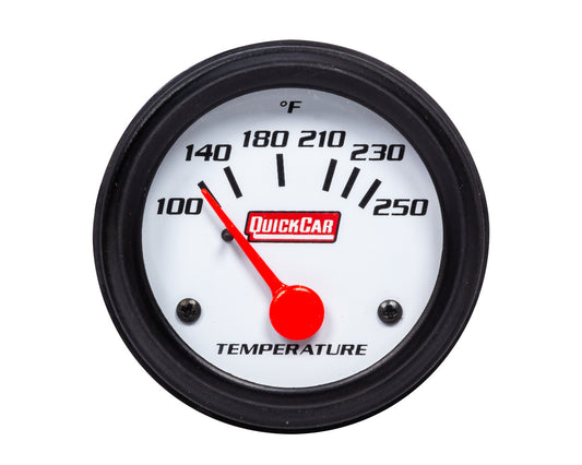 Water Temperature Gauge - 100-250 Degree F - Mechanical - Analog - Short Sweep - 2-1/16 in Diameter - White Face - Each