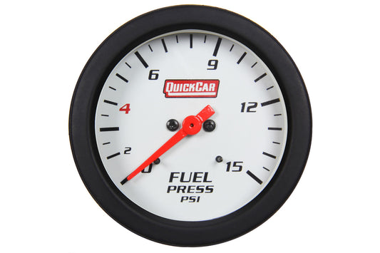 Fuel Pressure Gauge - Extreme - 0-15 psi - Mechanical - Analog - Full Sweep - 2-5/8 in Diameter - White Face - Built-in Warning Light - Each