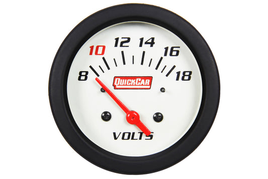 Voltmeter - Extreme - 8-18V - Electric - Analog - Short Sweep - 2-5/8 in Diameter - White Face - Built-in Warning Light - Each