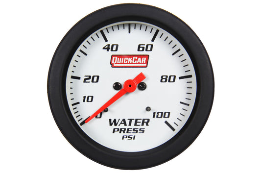 Water Pressure Gauge - 0-100 psi - Mechanical - Analog - Full Sweep - 2-5/8 in Diameter - White Face - Built-in Warning Light - Kit