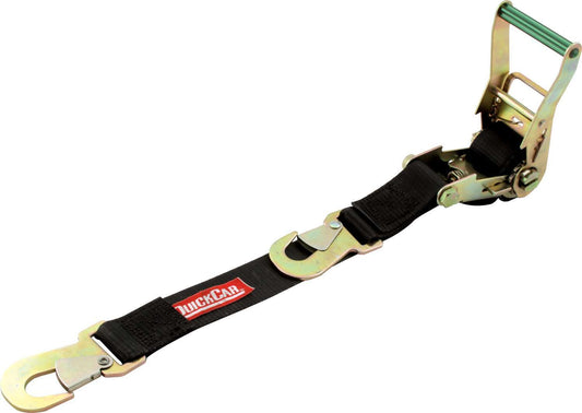 Ratchet Tie Down - 2 in Wide - 8 ft Long - 5000 lb Capacity - Nylon Webbing - Black - Each