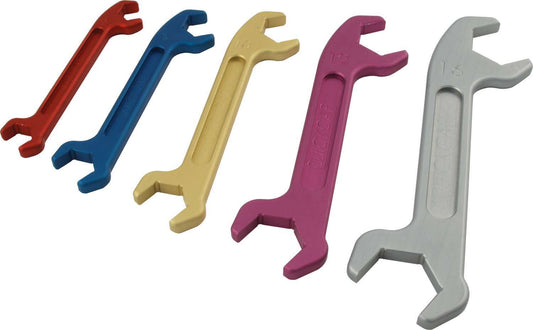AN Wrench Set - Double End - 5 Piece - 6 AN to 16 AN - Aluminum - Multi Color Anodized - Kit