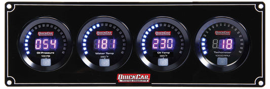 Gauge Panel Assembly - Digital - Oil Pressure / Water Temperature / Oil Temperature / Tachometer - Black Face - Kit