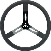 Steering Wheel - 17 in Diameter - 2.5 in Dish - 3-Spoke - Black Rubberized Grip - Steel - Black Paint - Each