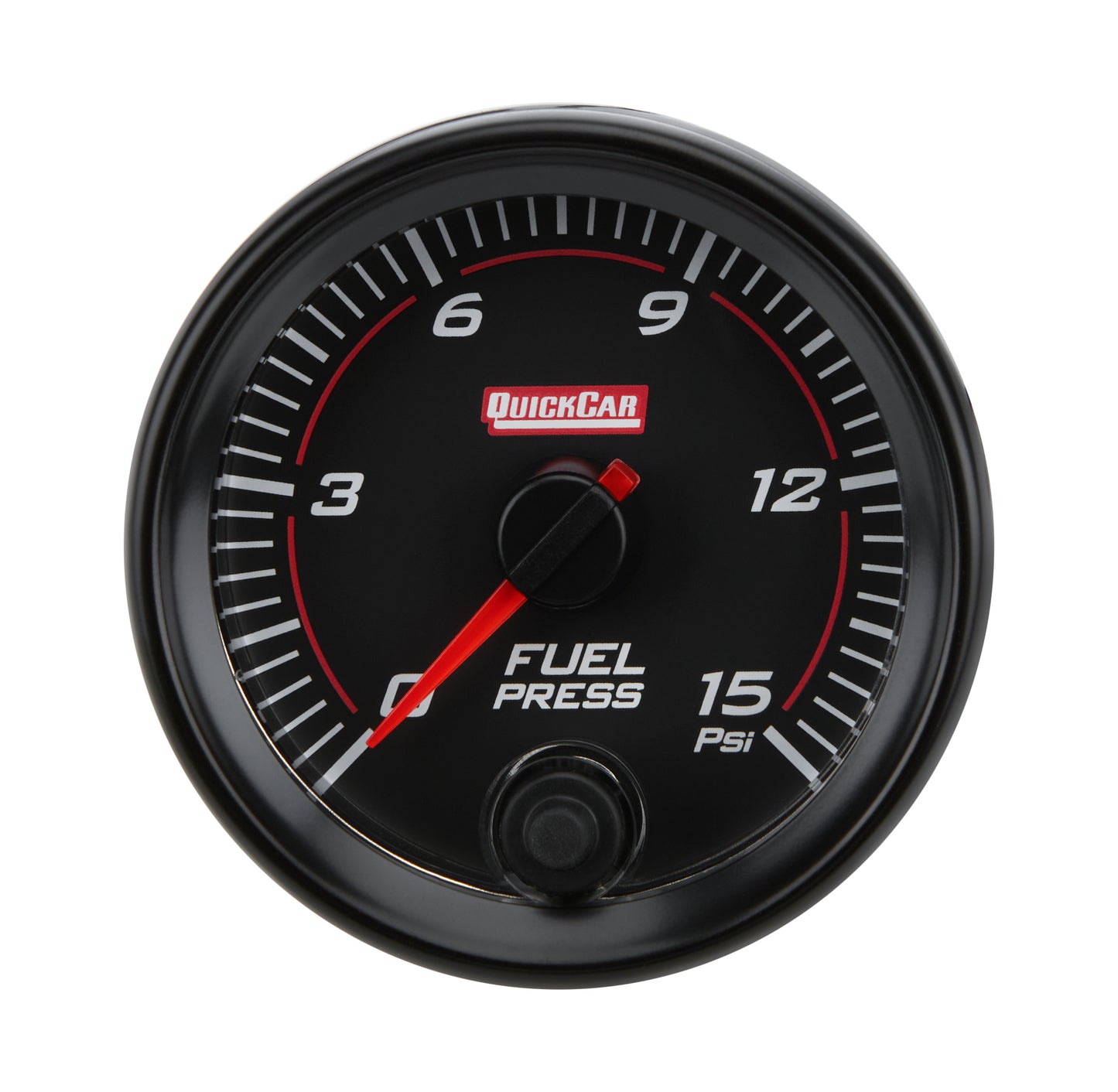 Fuel Pressure Gauge - Redline - 0-15 psi - Electric - Analog - Full Sweep - 2-5/8 in Diameter - Black Face - Each