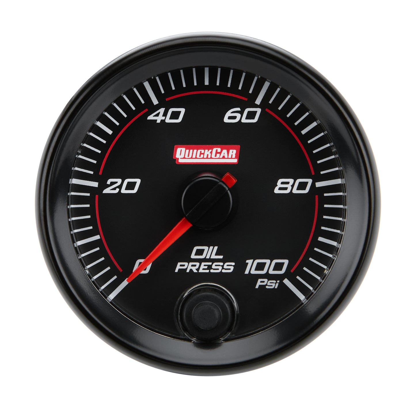 Oil Pressure Gauge - Redline - 0-100 psi - Electric - Analog - Full Sweep - 2-5/8 in Diameter - Black Face - Each