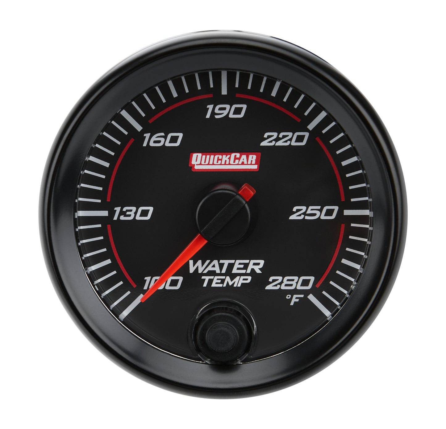 Water Temperature Gauge - Redline - 100-280 Degree F - Electric - Analog - Full Sweep - 2-5/8 in Diameter - Black Face - Each