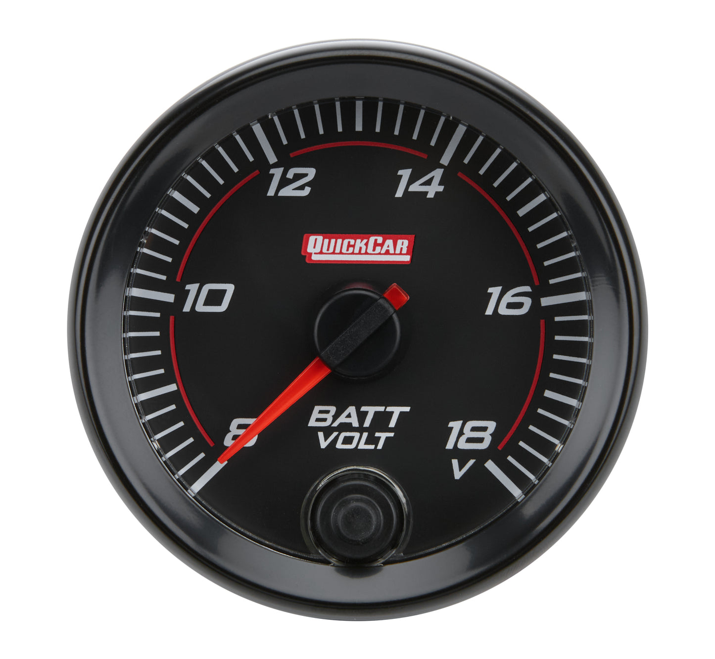 Voltmeter - Redline - 8-18V - Electric - Analog - Full Sweep - 2-5/8 in Diameter - Black Face - Each