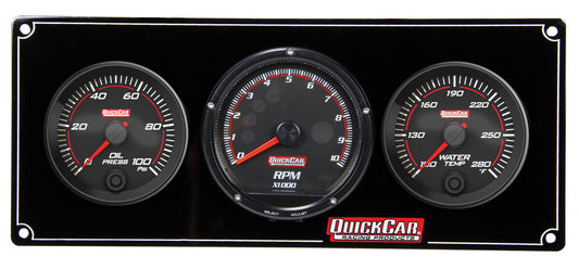 Gauge Panel Assembly - Redline - Oil Pressure / Water Temperature / Recall Tachometer - 3 in / 2-5/8 in Diameter - Black Face - Kit