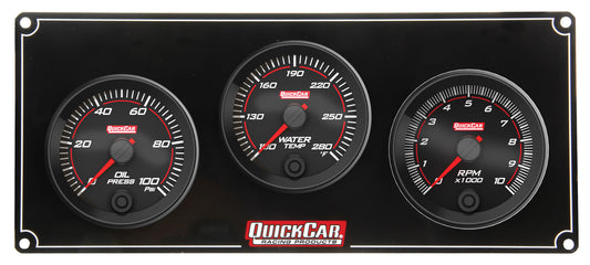 Gauge Panel Assembly - Redline - Oil Pressure / Water Temperature / Recall Tachometer - 2-5/8 in Diameter - Black Face - Kit