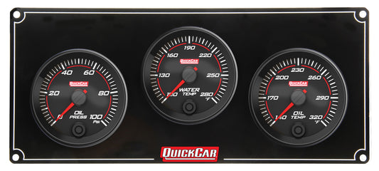 Gauge Panel Assembly - Redline - Oil Pressure / Oil Temperature / Water Temperature - 2-5/8 in Diameter - Black Face - Kit