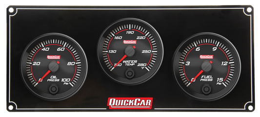 Gauge Panel Assembly - Redline - Fuel Pressure / Oil Pressure / Water Temperature - 2-5/8 in Diameter - Black Face - Kit