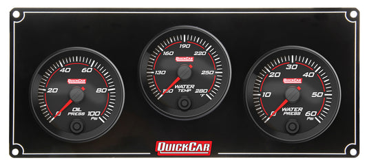 Gauge Panel Assembly - Redline - Oil Pressure / Water Temperature / Water Pressure - 2-5/8 in Diameter - Black Face - Kit