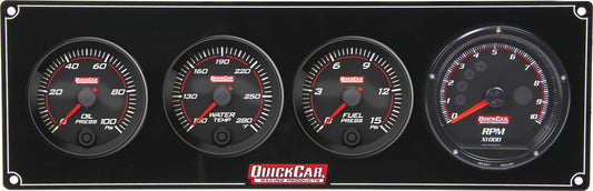 Gauge Panel Assembly - Redline - Fuel Pressure / Oil Pressure / Water Temperature / Recall Tachometer - 3 in / 2-5/8 in Diameter - Black Face - Kit